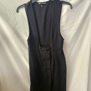 Zara Black Backless Button Dress